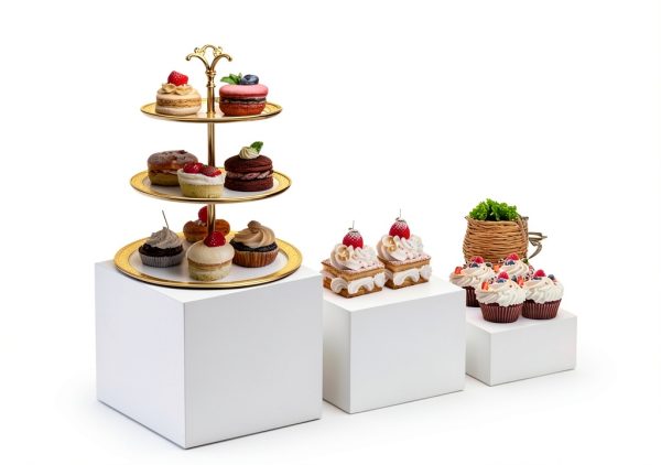 Buffet Risers 3Pcs White Acrylic Cube Display Stand by Oubou-4