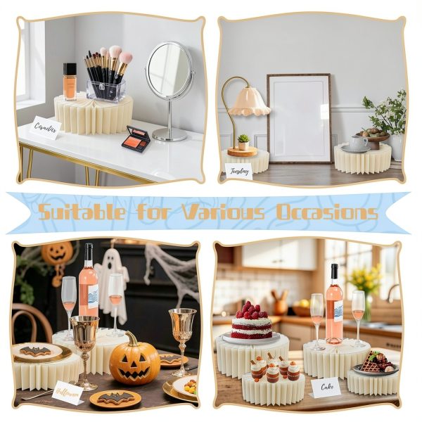 Buffet Risers 4 Pack Acrylic & Cardboard Cake Stand Set Jengaer White-6
