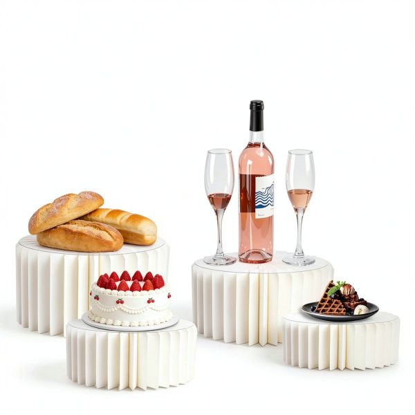 Buffet Risers 4 Pack Acrylic & Cardboard Cake Stand Set Jengaer White-3