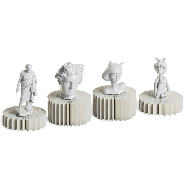 8 PCS Buffet Risers, Foldable Food Risers for Buffet Table, Cylinder Display Stands for Party, White Cake Cupcake Stands for Food Display, Catering Supplies-4