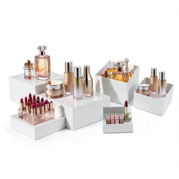 Buffet Risers 3Pcs White Acrylic Cube Display Stand by Oubou-2