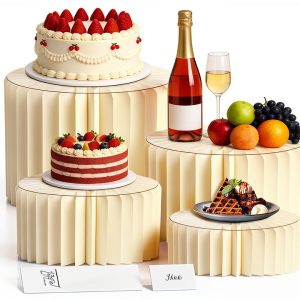 Buffet Risers 4 Pack Acrylic & Cardboard Cake Stand Set Jengaer White-0
