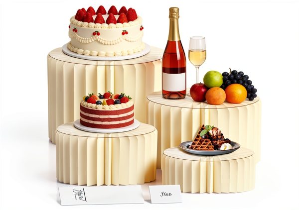 Buffet Risers 4 Pack Acrylic & Cardboard Cake Stand Set Jengaer White-0