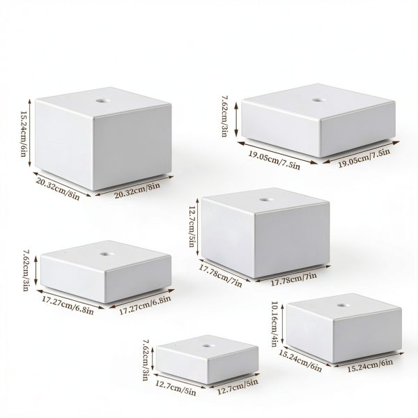 6PCS Buffet risers Acrylic Cubes for Display Food risers for Buffet Table White Dessert Table displays Set Cube Boxes Display Nesting Riser Stands Cupcake Stands for decor5/6/6.8/7/7.5/8IN-2
